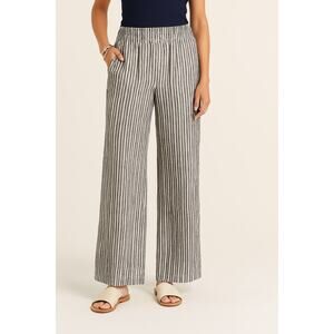 Evereve Striped Wide Leg Pants Linen Blend